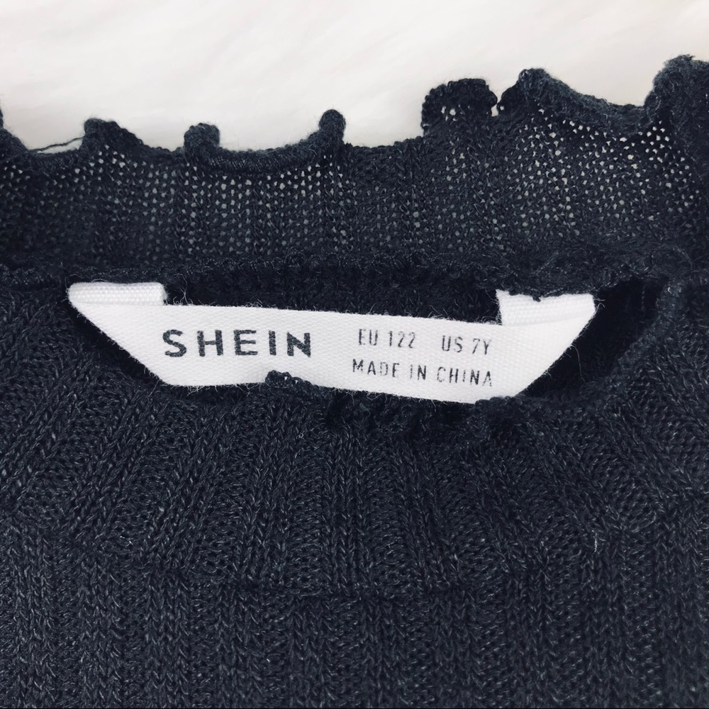 Little Girls Black Rib-Knit Short Sleeve Top 7Y - Picture 7 of 7